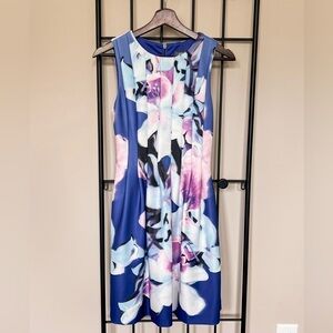 Vince Camuto Watercolor Floral Neoprene Sleeveless Dress Sz 2